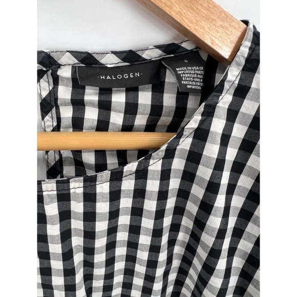 Halogen Nordstrom Gingham Long Bell Sleeves Poplin Top Stretchy Blouse S Small - Picture 8 of 9